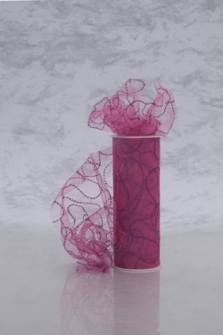 Shiny Tulle W/Glitter Curves 6" X 10 Yd Fuchsia-Fuchsia Our Tulle is Flame Retardant and Metal Free