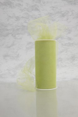 Shiny Tulle On Spool Of 6" X 25 Yd 100% Polyester Olive Our Tulle is Flame Retardant and Metal Free