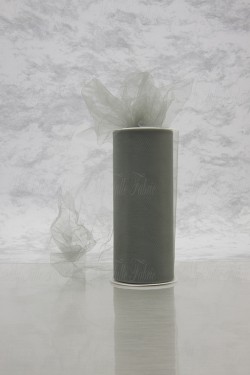 Matte Tulle On Spool Of 6" X 25 Yd Width 100% Nylon Mercury Grey Our Tulle is Flame Retardant and Metal Free