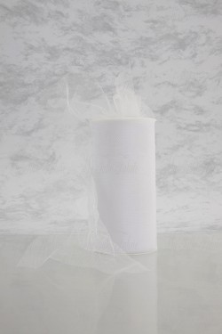 Shiny Tulle On Spool Of 6" X 25 Yd 100% Polyester White Our Tulle is Flame Retardant and Metal Free