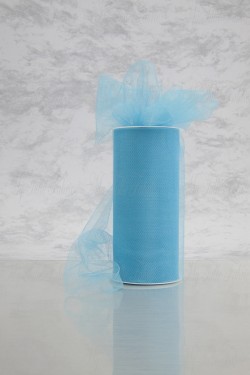 Shiny Tulle On Spool Of 6" X 25 Yds 100% Polyester Turquoise Our Tulle is Flame Retardant and Metal Free