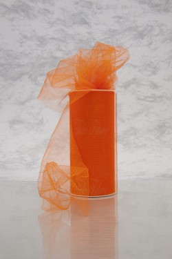 Shiny Tulle On Spool Of 6" X 25 Yd 100% Polyester Orange Our Tulle is Flame Retardant and Metal Free