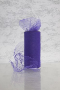Spool Shiny Tulle Of 6" X 25 Yards Width 100% Polyester Purple SKU: BXXXX6C025AAC