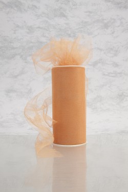 Shiny Tulle On Spool Of 6" X 25 Yd 100% Polyester Coral Our Tulle is Flame Retardant and Metal Free