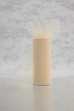 Matte Tulle On Spool Of 6" X 25 Yd Width 100% Nylon Winter Wheat Our Tulle is Flame Retardant and Metal Free