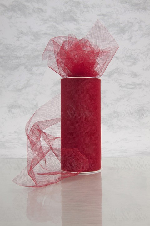 Shiny Tulle On Spool Of 6" X 25 Yd 100% Polyester Red Decor Our Tulle is Flame Retardant and Metal Free