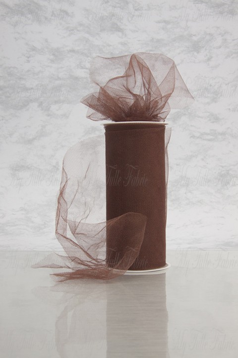 Shiny Tulle On Spool Of 6" X 25 Yd 100% Polyester Brown Decor Our Tulle is Flame Retardant and Metal Free