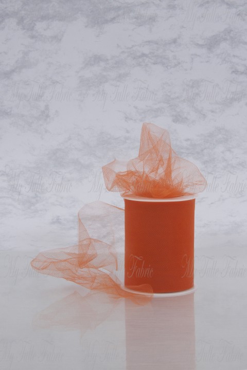 Matte Tulle On Spool Of 3" X 25 Yd 100% Nylon Orange Our Tulle is Flame Retardant and Metal Free